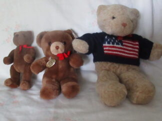 Brown Jointed Bear, Tender Teddy, Bear With USA Flag Sweater