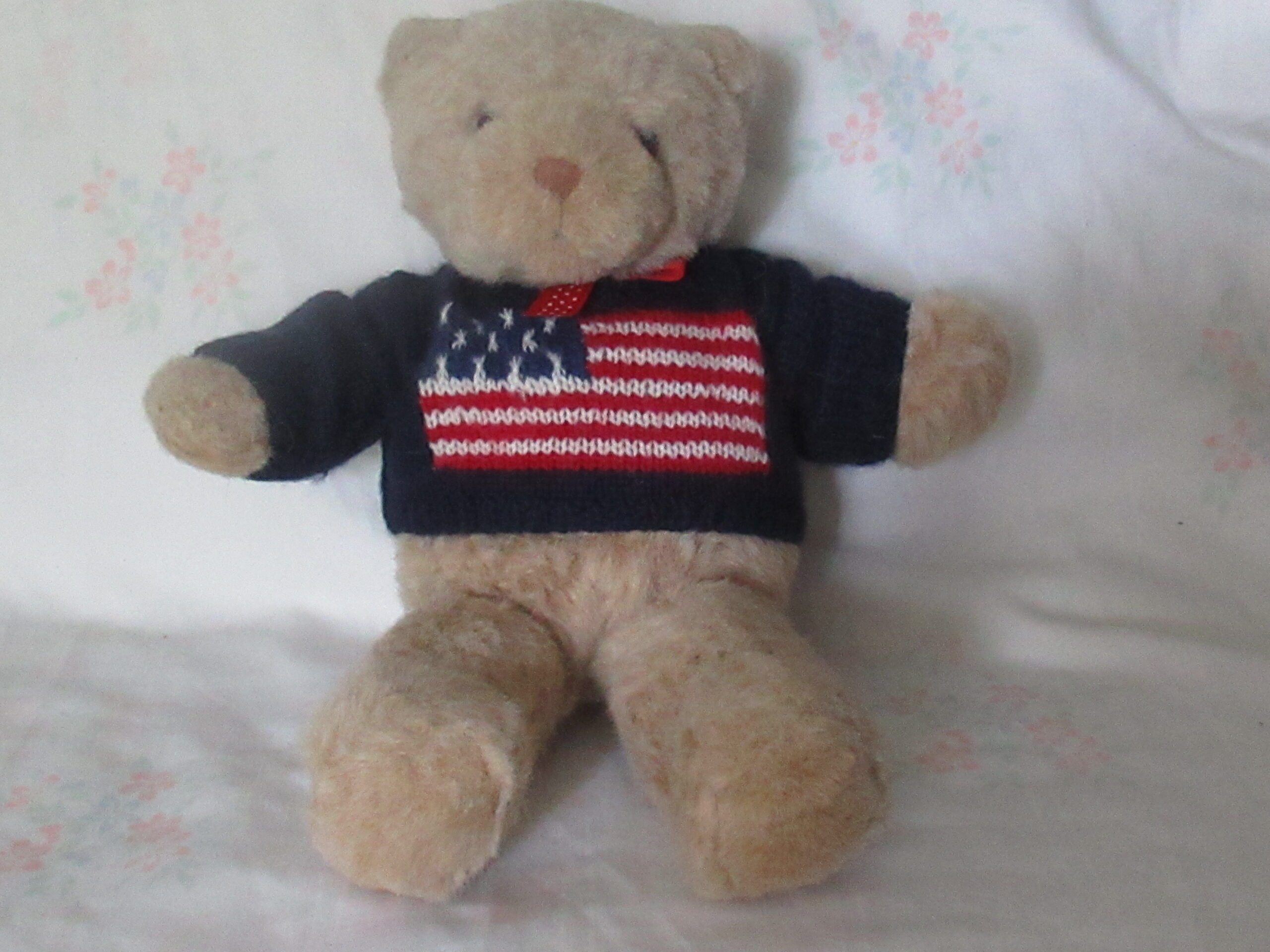 Brown Jointed Bear, Tender Teddy, Bear With USA Flag Sweater - Image 6
