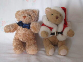 Gund Bears - Brown Bear with Bow and Bear with Santa Outfit