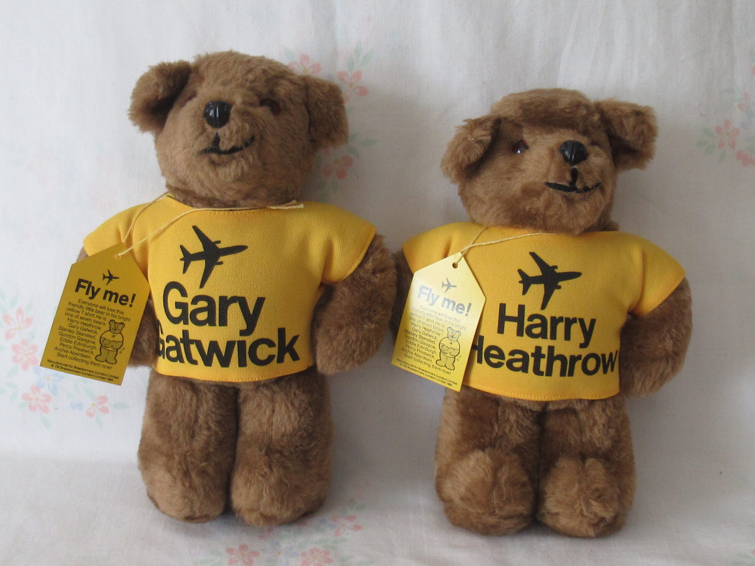 Gary Gatwick Teddy Bear and Harry Heathrow Teddy Bear