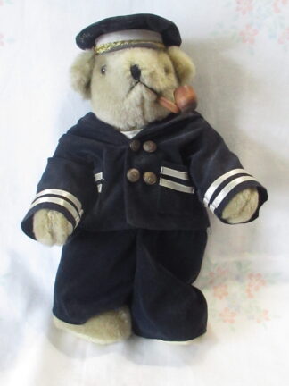 Sailor Teddy Bear with Uniform, Pipe and Working Music Box