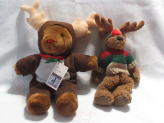 Caltoy Reinbear and Geo Pals Brown Bear with Reindeer Ears