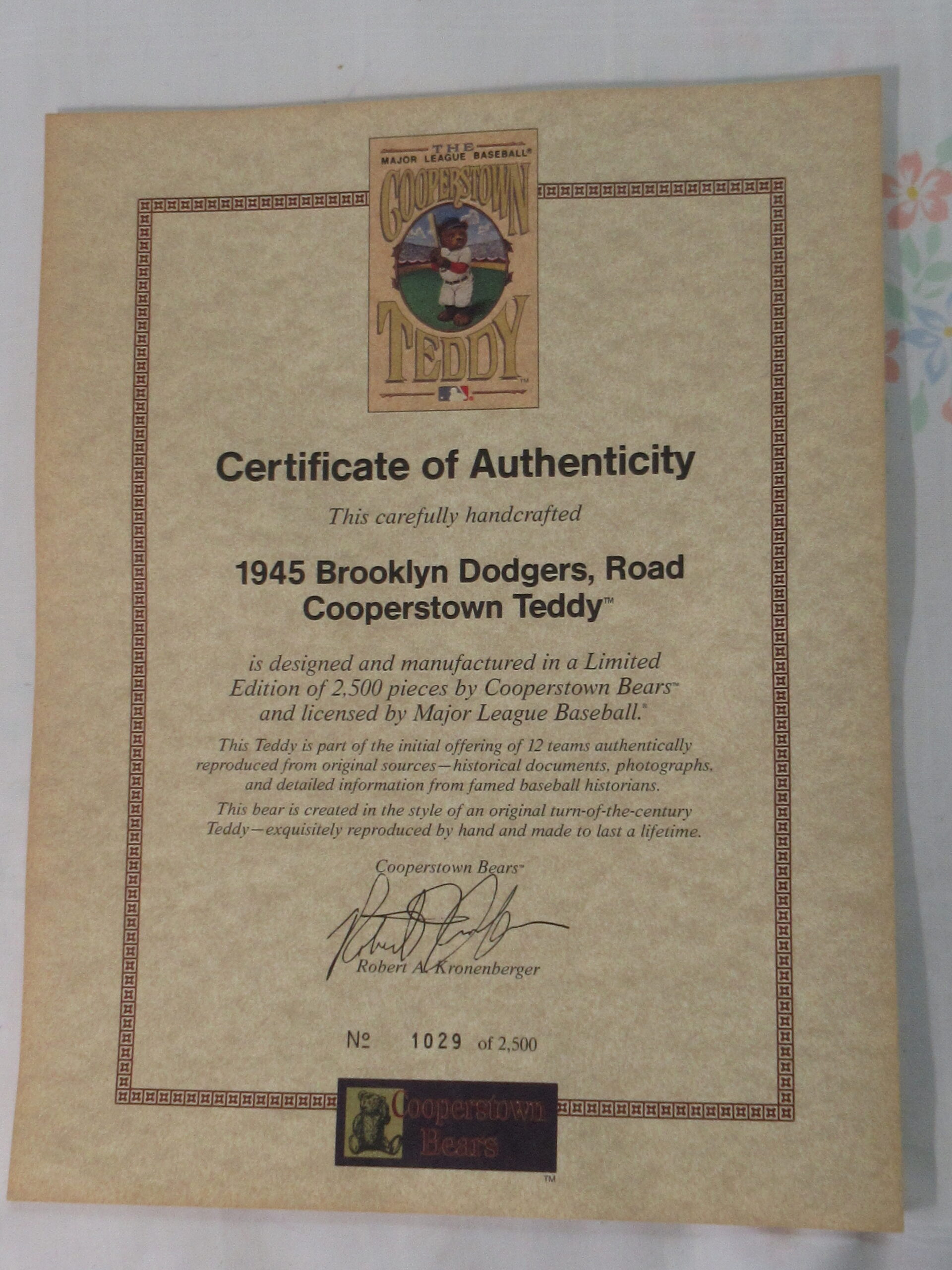 Cooperstown Bears 1945 Brooklyn Dodgers LTD 1029/2500 - Image 10