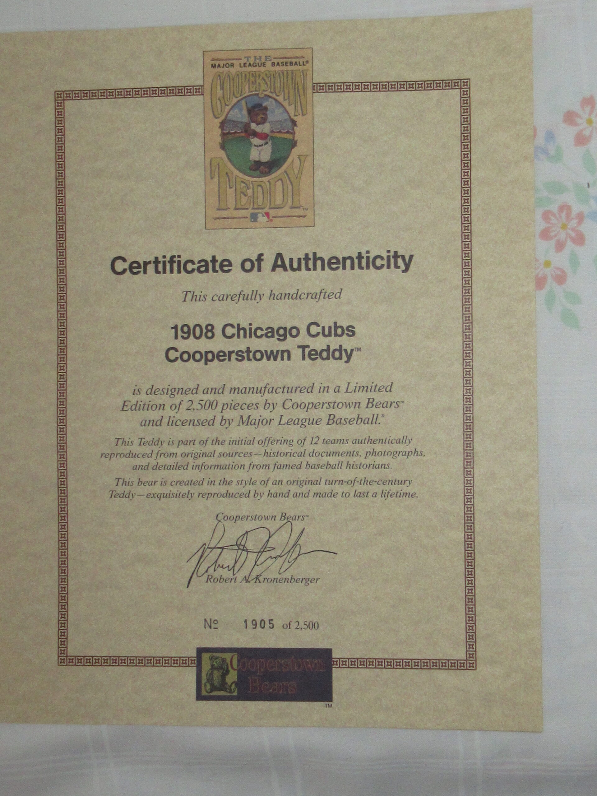 Cooperstown Bears 1908 Chicago Cubs LTD 1905/2500 - Image 8