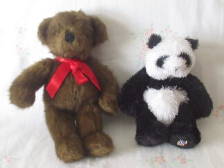 Lot of 2 Ganz Bears - Cocoa with Red Bow and Panda