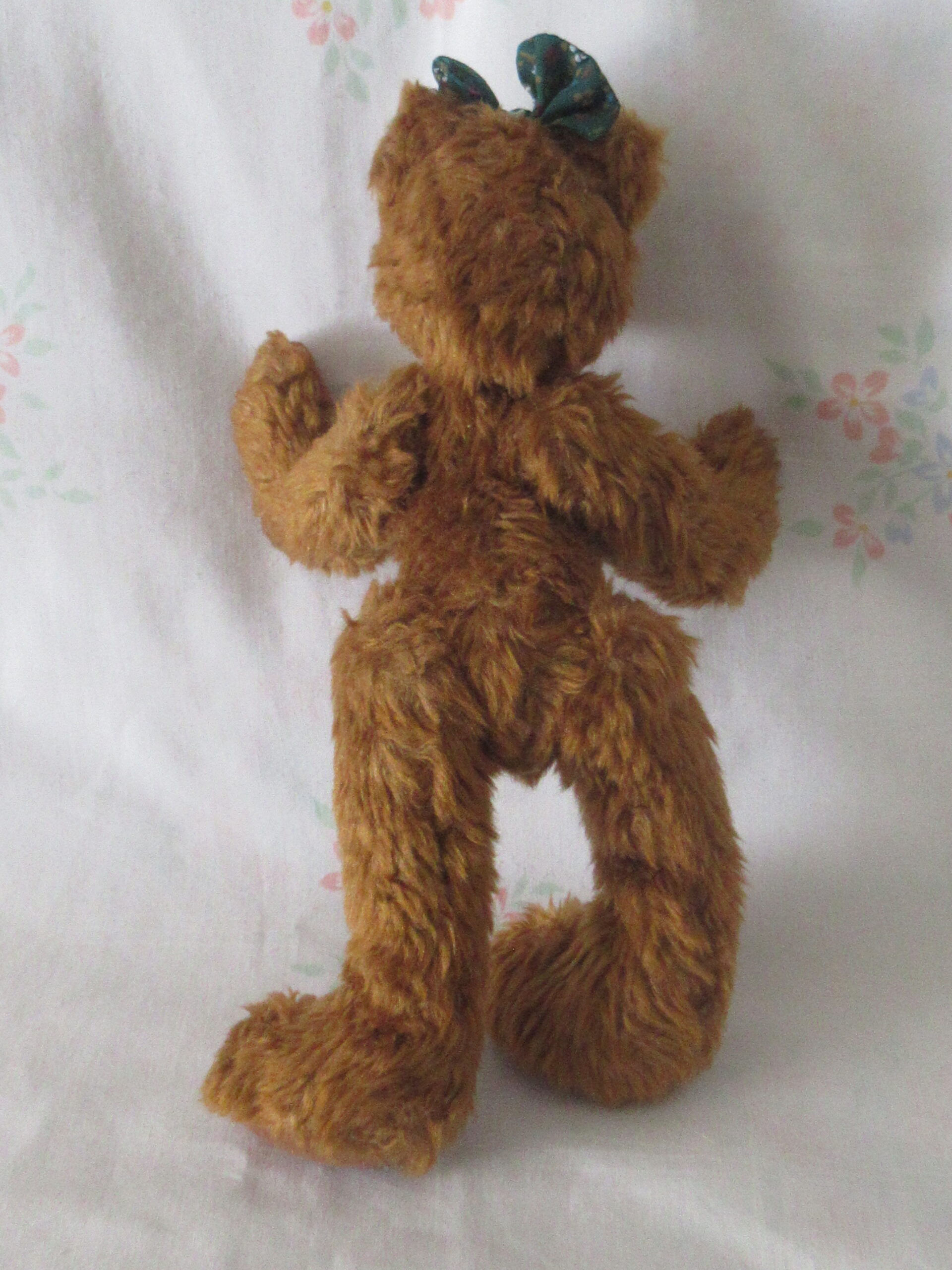 Jointed 11 Inch Brown Teddy Bear with Green Bow - Image 4
