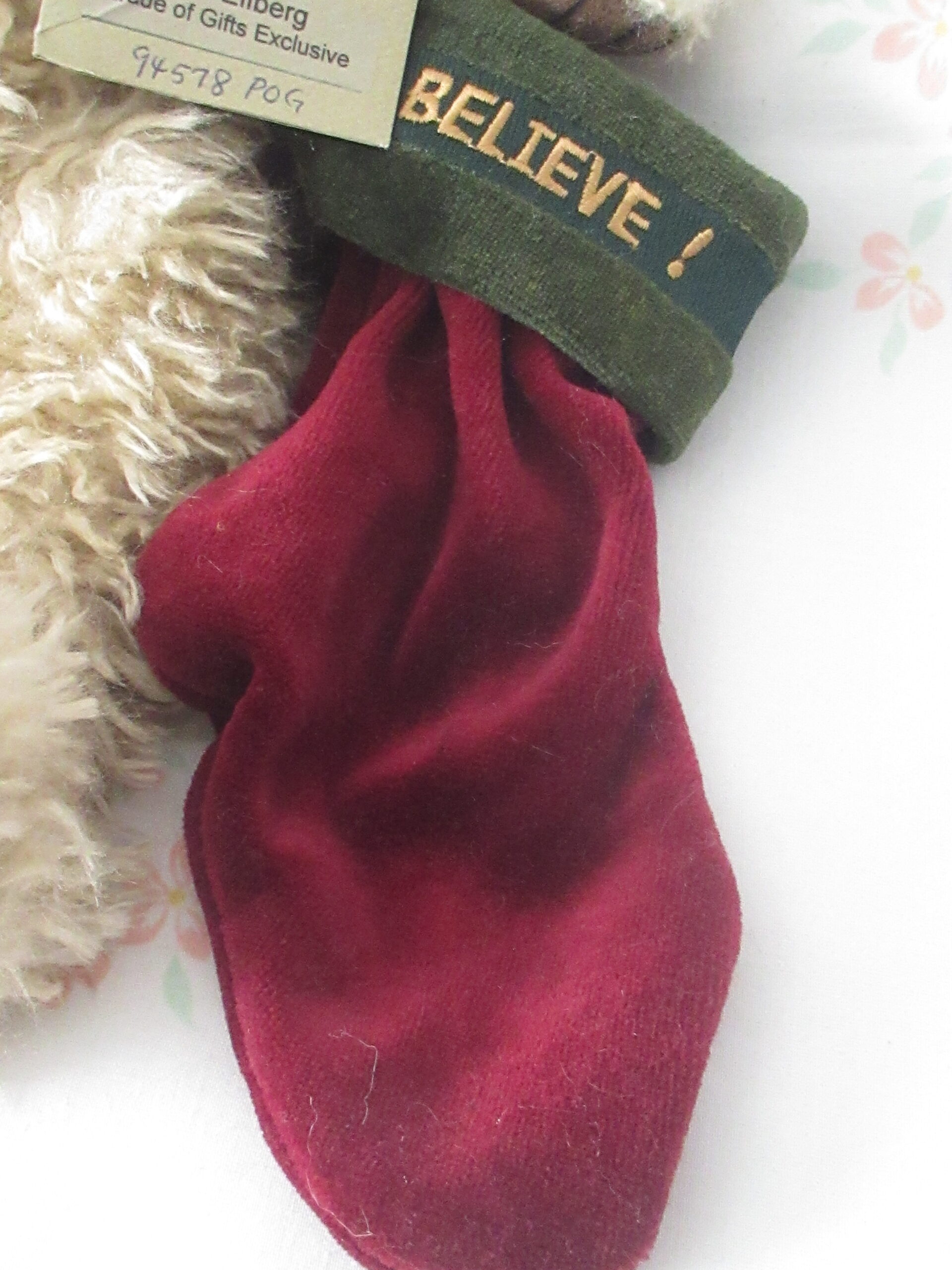 Boyds Bear with Santa Cap and Believe Stocking - Image 5