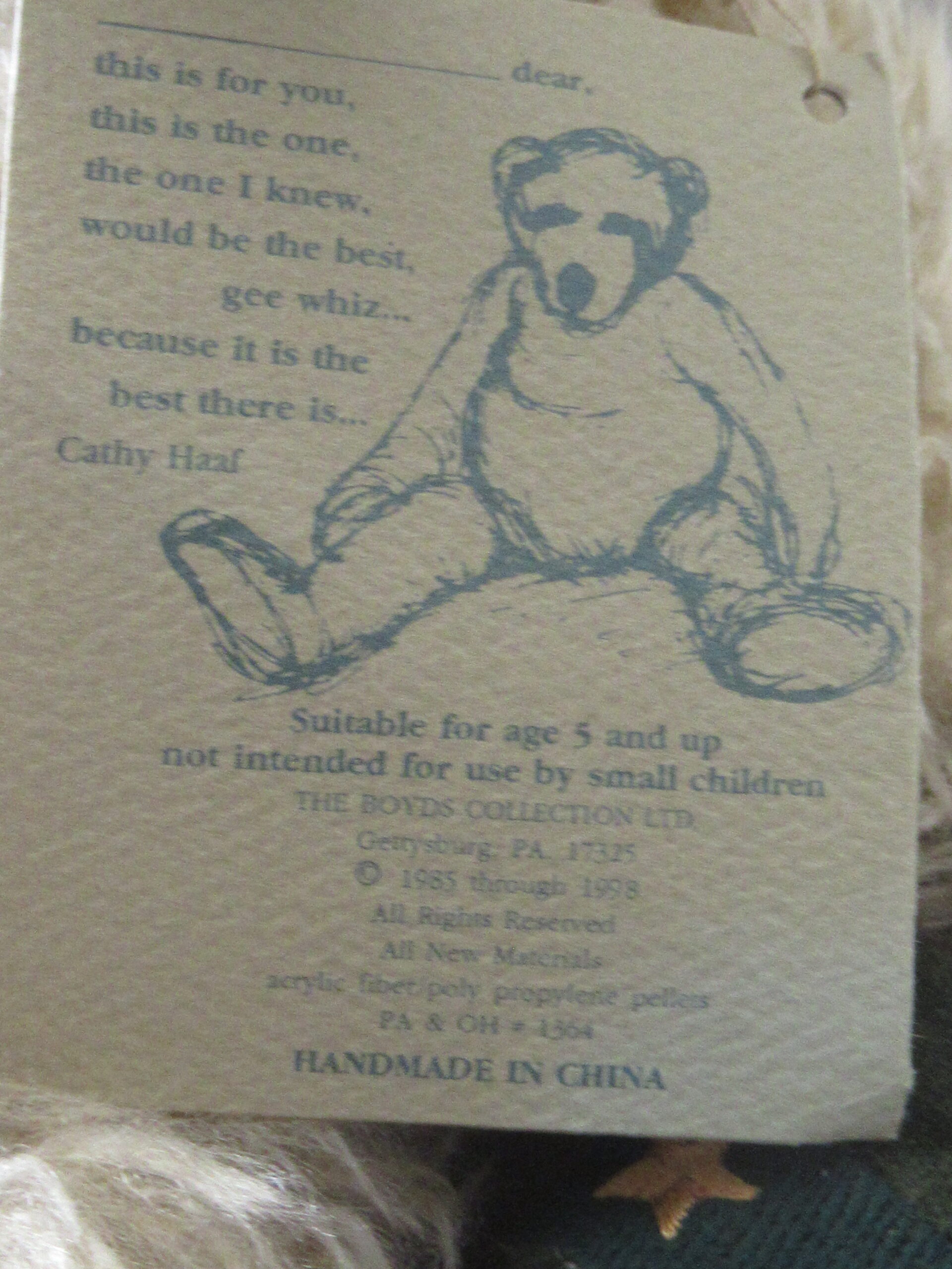 Boyds Bear with Santa Cap and Believe Stocking - Image 7