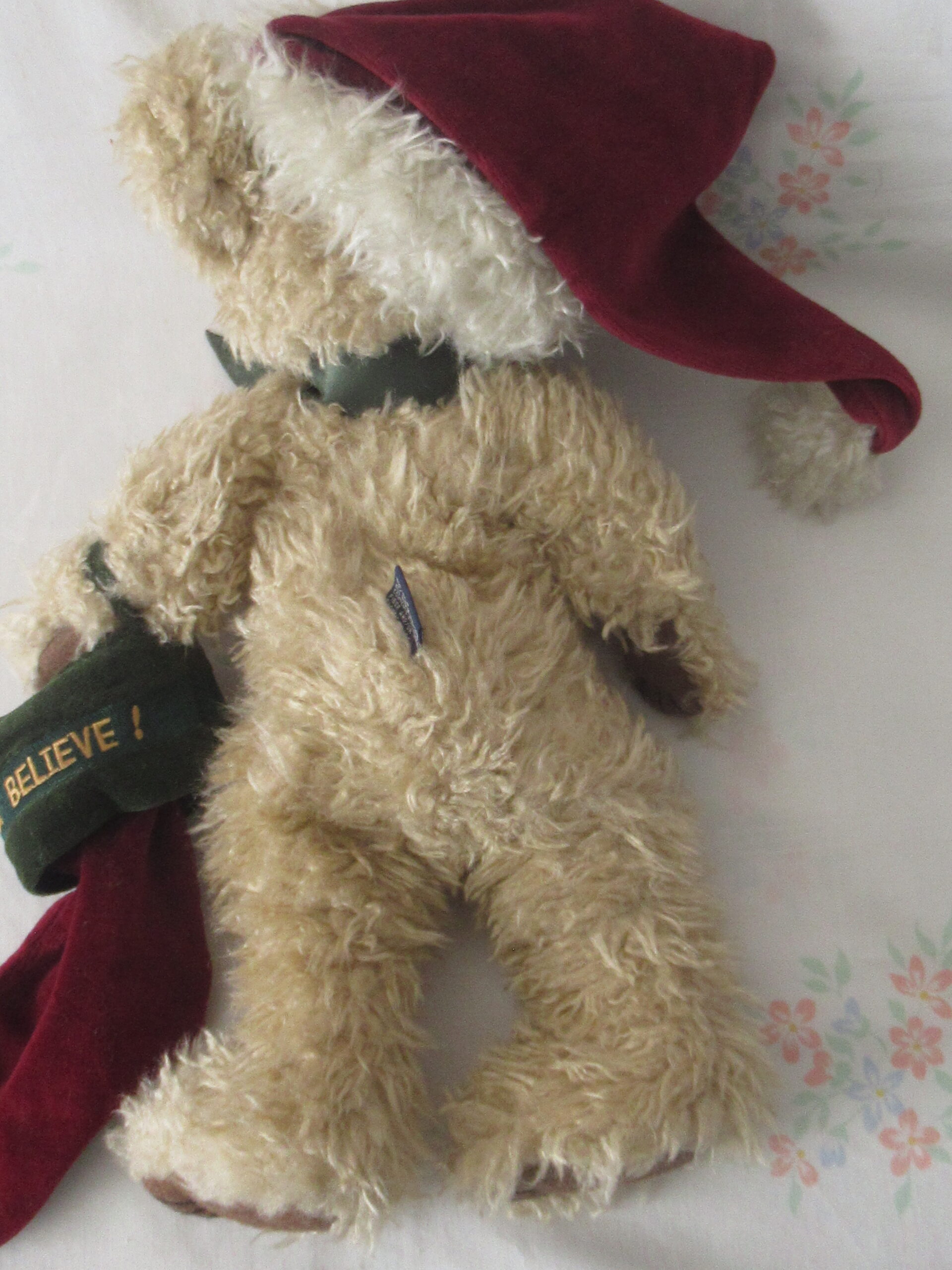 Boyds Bear with Santa Cap and Believe Stocking - Image 3