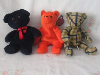 Lot of 3 Bears-Black with Red Heart, Avon Bernard and Plaid