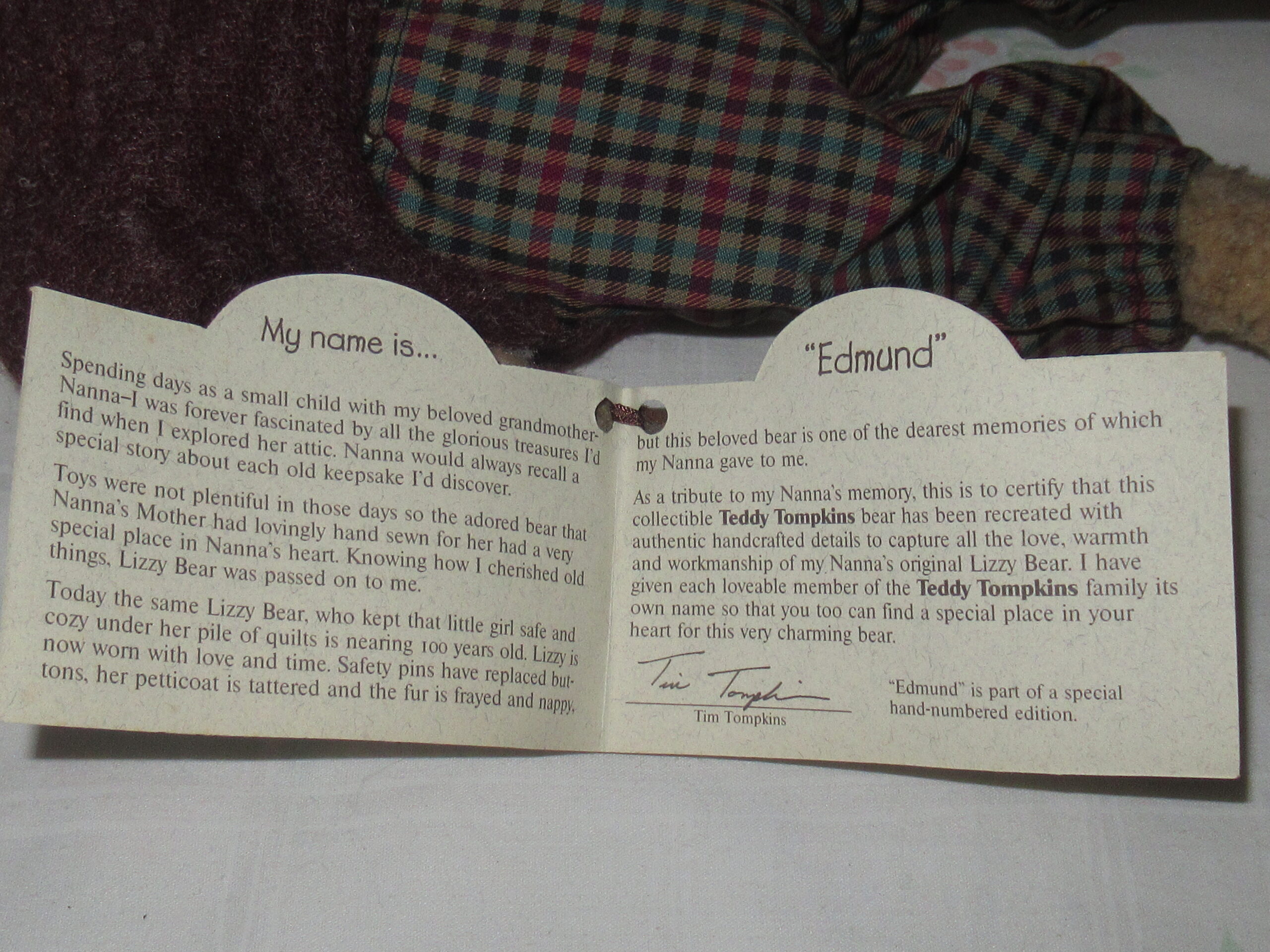 Edmund Special Edition #177 Teddy Tompkins Collectible Bears - Image 9